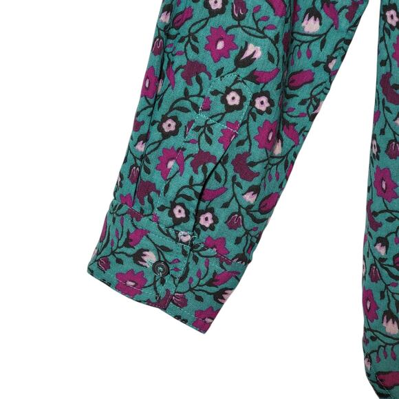 Sundance Floral Joy Button Down Shirt Long Sleeve Blue Purple Green Boho Size S - Picture 11 of 15